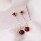 Red Christmas Ball Drop Earrings