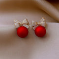 Red Christmas Ball Dangle Earrings