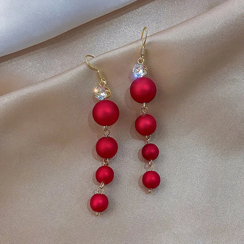Red Christmas Ball Drop Earrings for Women