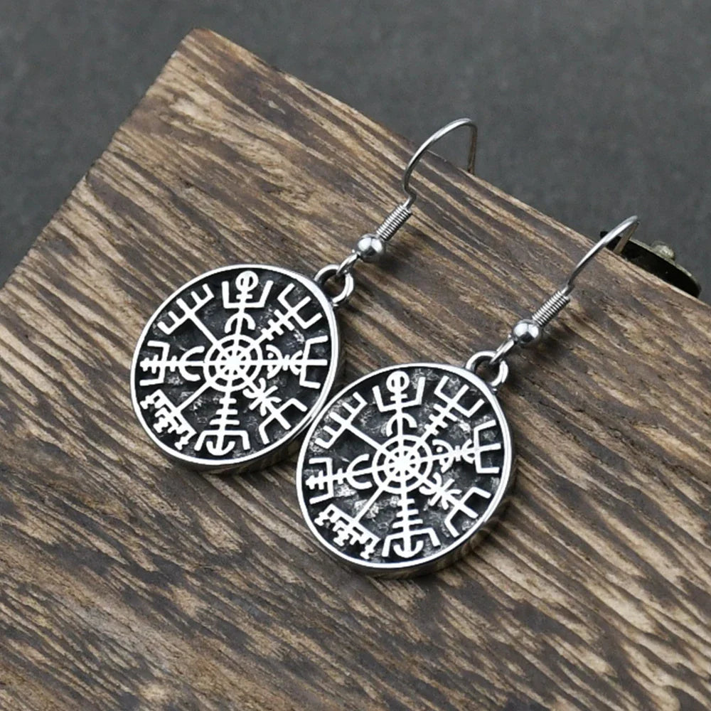 Dangling Earrings Compass Vegvisir Viking