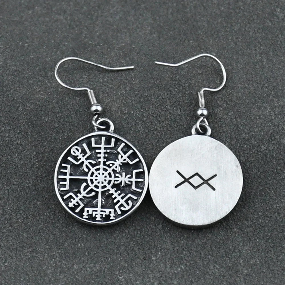 Dangling Earrings Compass Vegvisir Viking