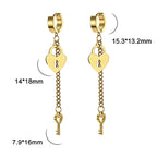 Key and lock dangling earrings