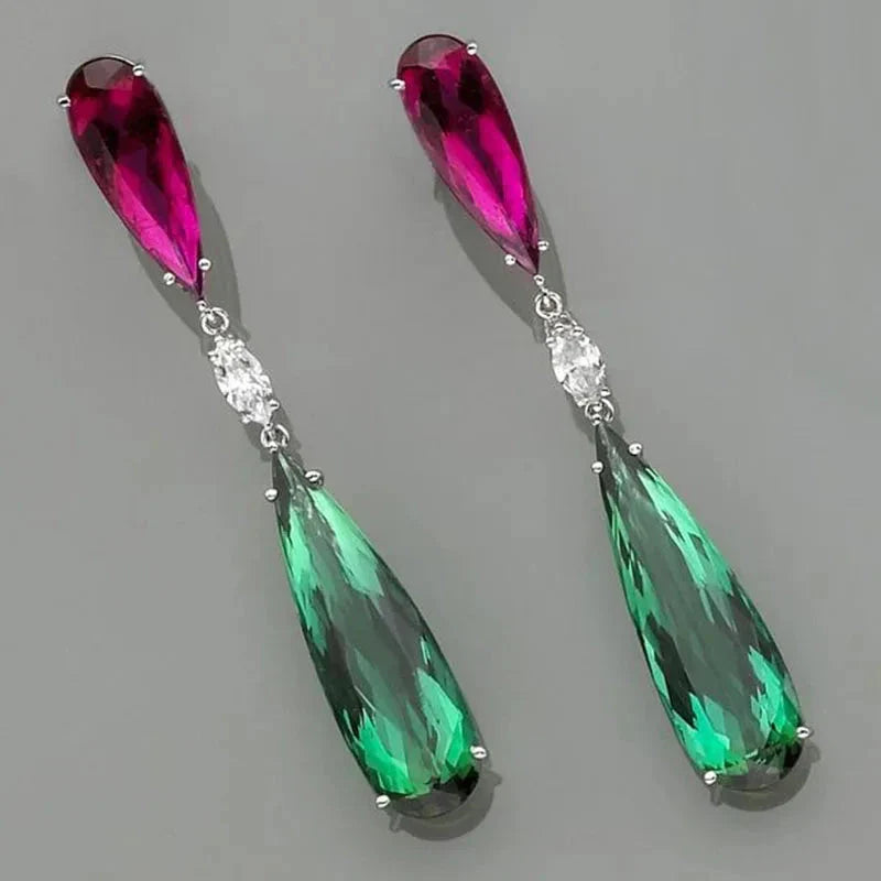 Colored Drop Water Hanging Earrings
