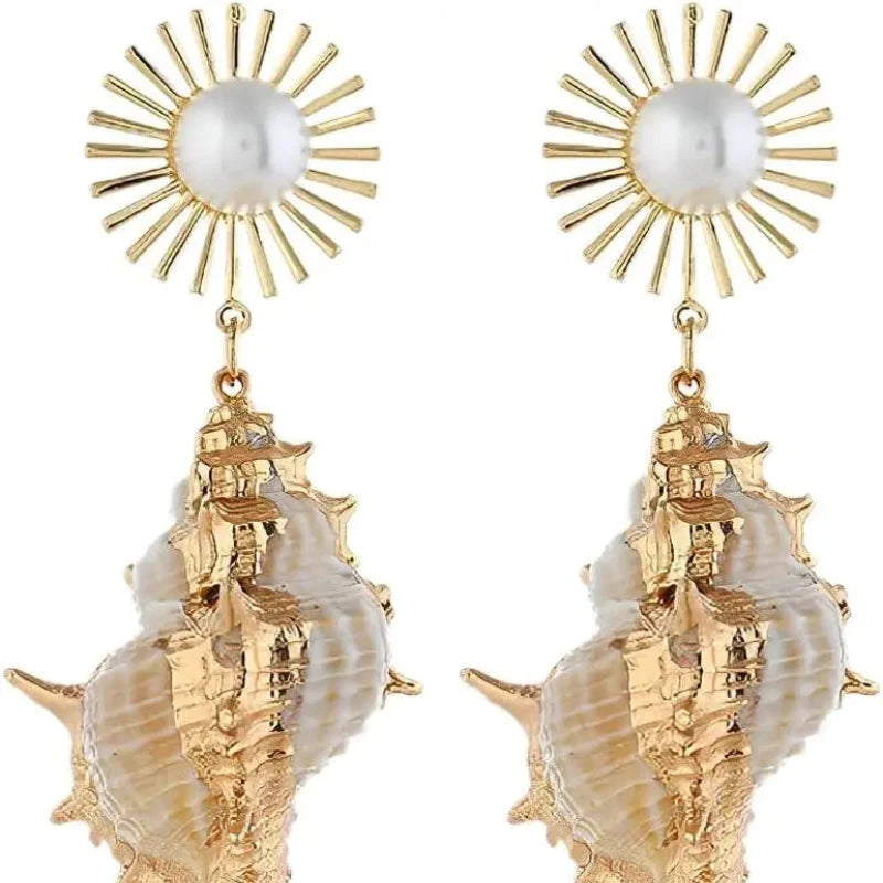 Dangling Shell Conch Earrings