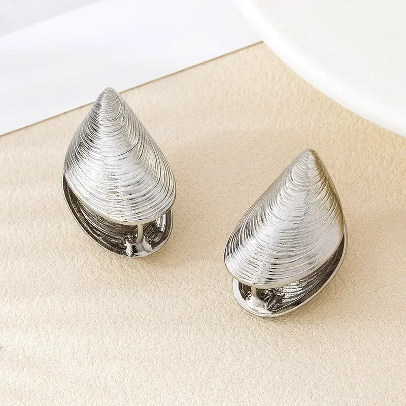 Silver Hanging Earrings Shells Mussels