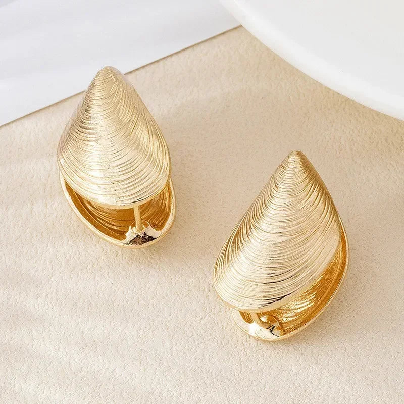 Gold Hanging Earrings Shells Mussels