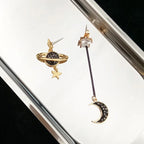 Dangling Crescent Moon and Stars Earrings