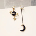 Dangling Crescent Moon and Stars Earrings