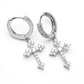 Christian Cross Dangle Earrings in Zircon
