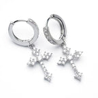 Christian Cross Dangle Earrings in Zircon