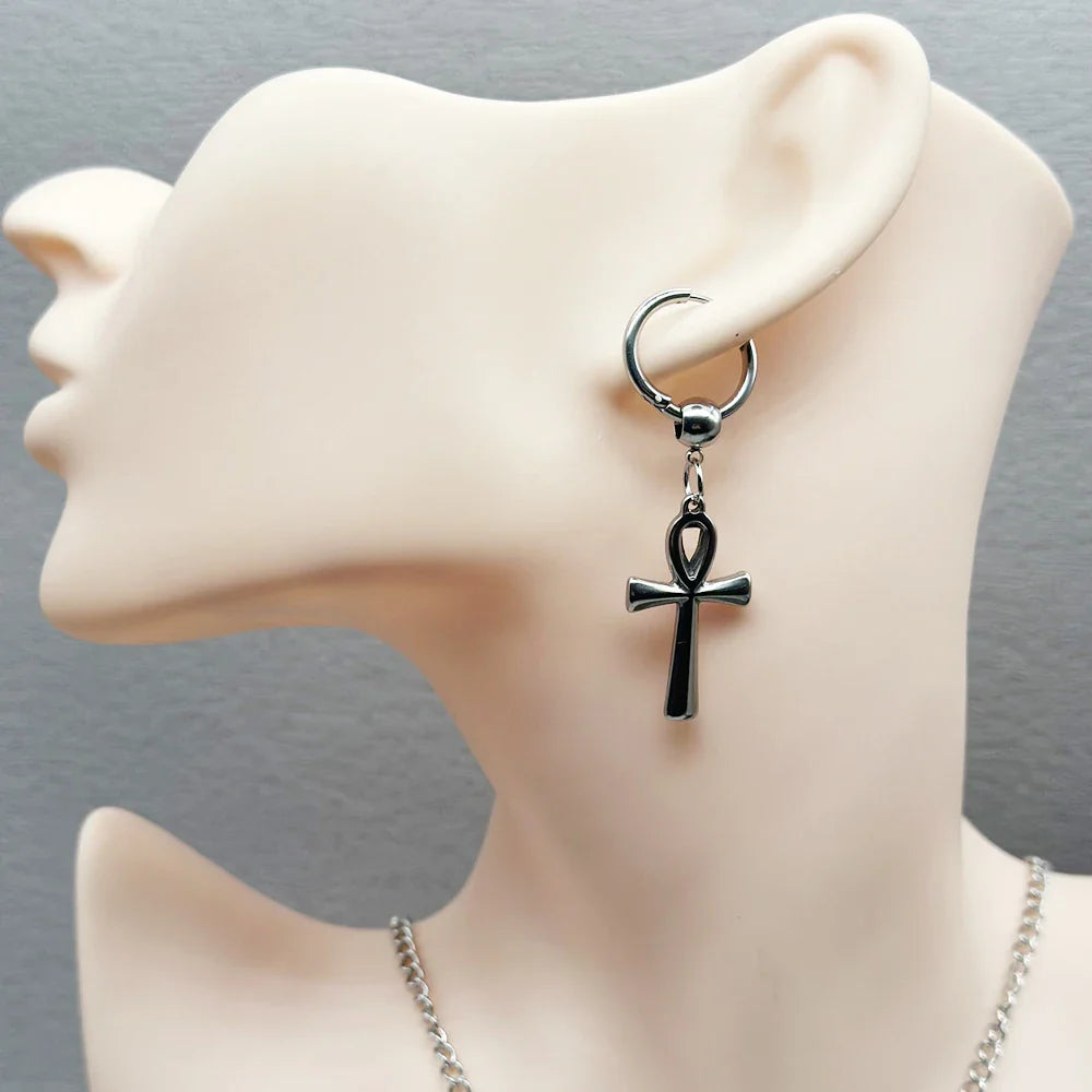Ankh Cross Dangling Earrings 2