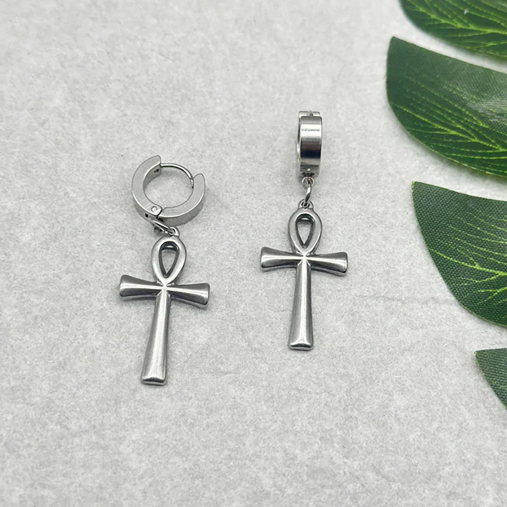 Ankh Cross Dangling Earrings 1