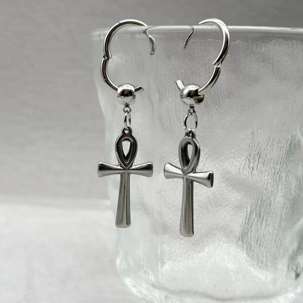 Ankh Cross Dangling Earrings 2