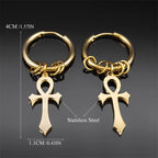 Ankh Cross Dangling Earrings for Men or Women