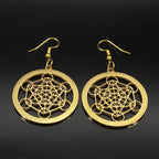 Gold Metatron's Cube Dangle Earrings