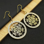 Gold Metatron's Cube Dangle Earrings