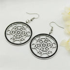 Black Metatron's Cube Dangle Earrings