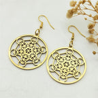Metatron Cube Dangling Earrings gold