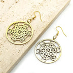 Metatron Cube Dangling Earrings gold