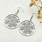 Metatron Cube Dangling Earrings silver