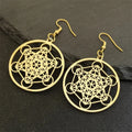 Metatron Cube Dangling Earrings gold