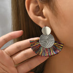 Bohemian Style Fan Dangling Earrings in Multicolor