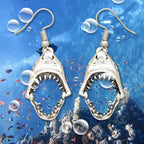 Silver Shark Tooth Dangle Earrings
