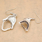 Silver Shark Tooth Dangle Earrings