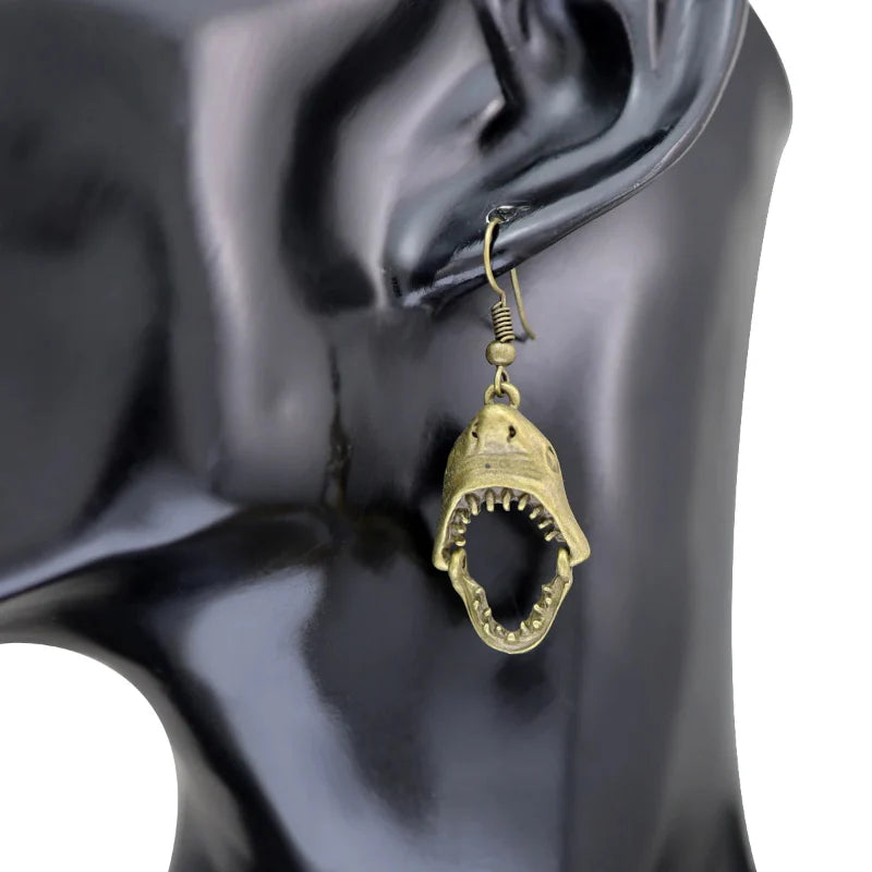 Bronze Shark Tooth Dangle Earrings