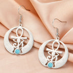 Egypt Eye of Horus Oudjat Silver Dangling Earrings