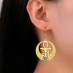 Egypt Eye of Horus Oudjat Gold Dangling Earrings