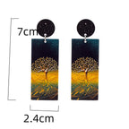 Acrylic Tree of Life Dangling Earrings