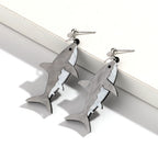 Gray shark drop earrings