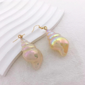 Dangling Earrings in Mother-of-Pearl Shell Snail