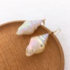 Dangling Earrings in Mother-of-Pearl Shell Snail