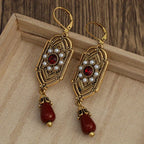 Asymmetric Ethnic Dangling Earrings red