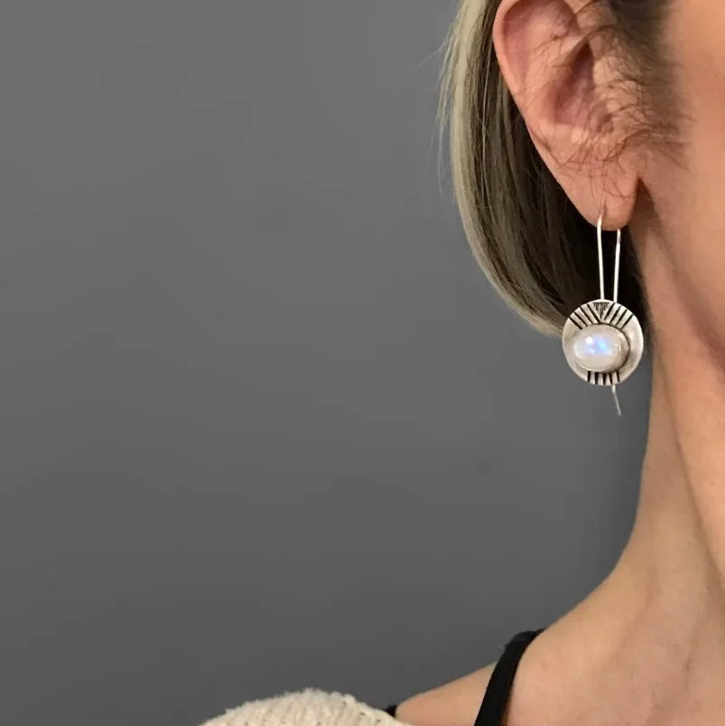 Ethnic Dangling Earrings with Moonstone