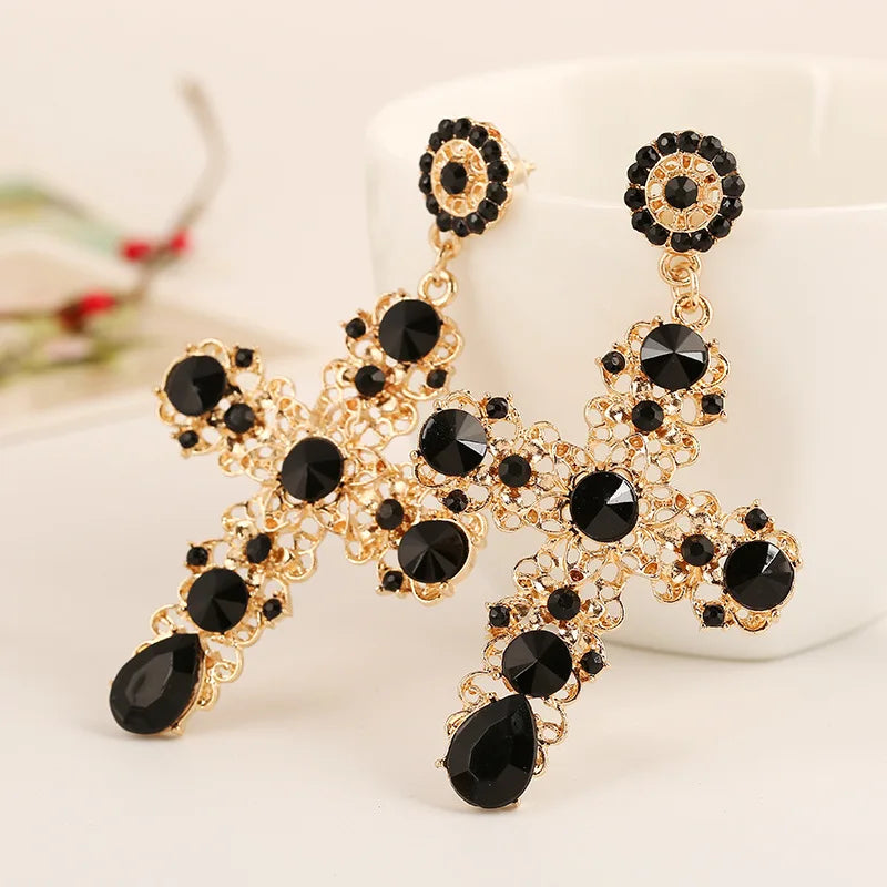 Ethnic Cross Dangle Earrings