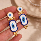 Ethnic Hanging Earrings Blue Eye gold