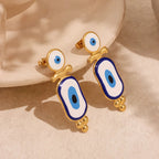 Ethnic Hanging Earrings Blue Eye gold