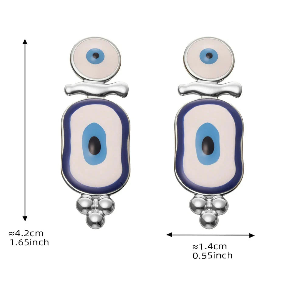 Ethnic Hanging Earrings Blue Eye