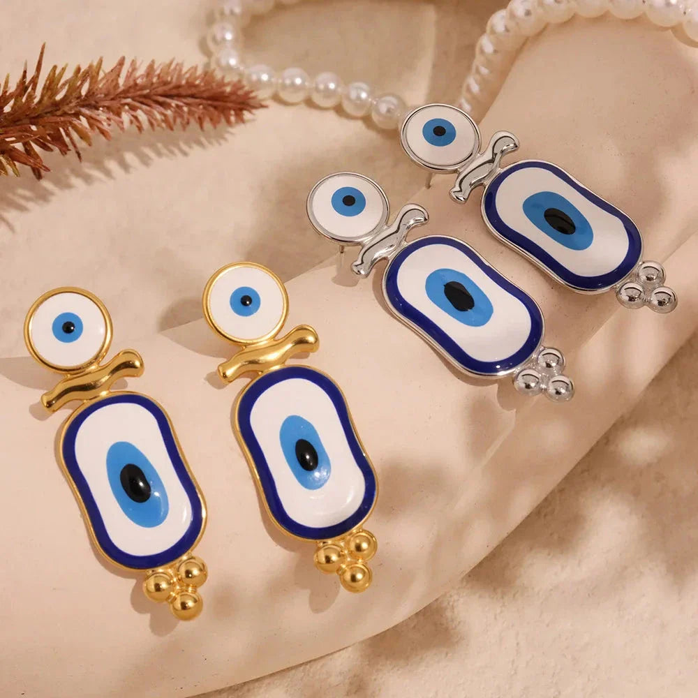 Ethnic Hanging Earrings Blue Eye