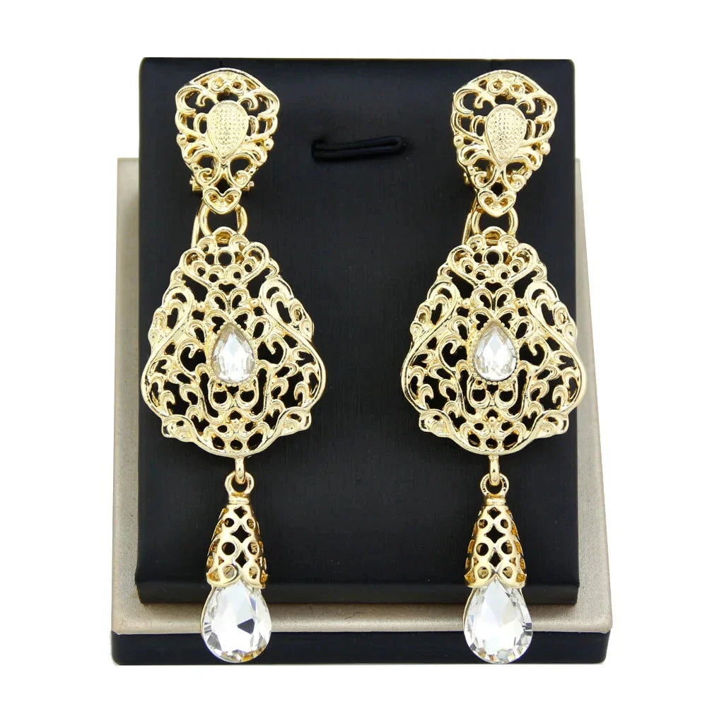 White Ethnic Oriental Dangling Earrings