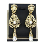 White Ethnic Oriental Dangling Earrings