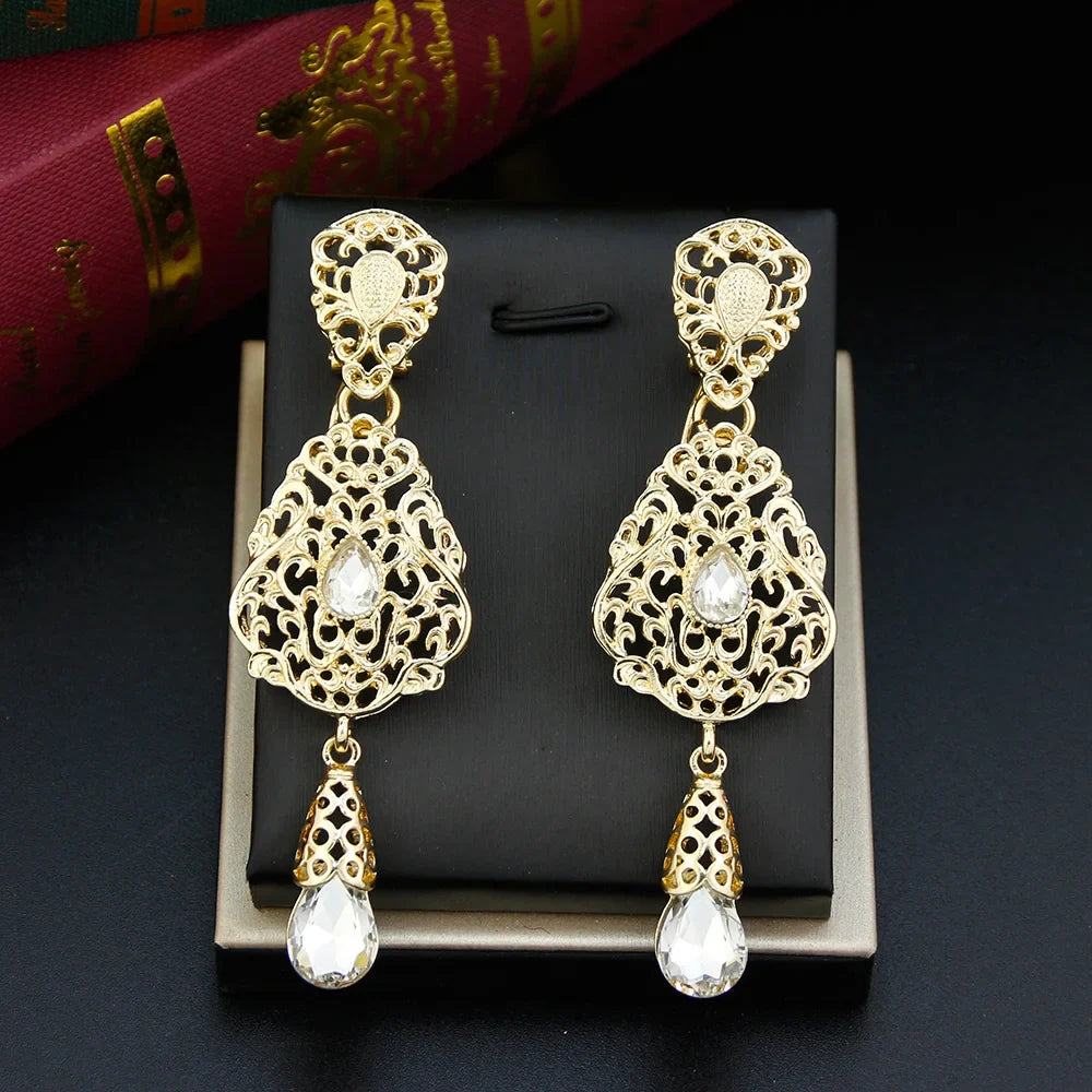 White Ethnic Oriental Dangling Earrings