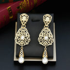 White Ethnic Oriental Dangling Earrings