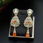 Orange Ethnic Oriental Dangling Earrings