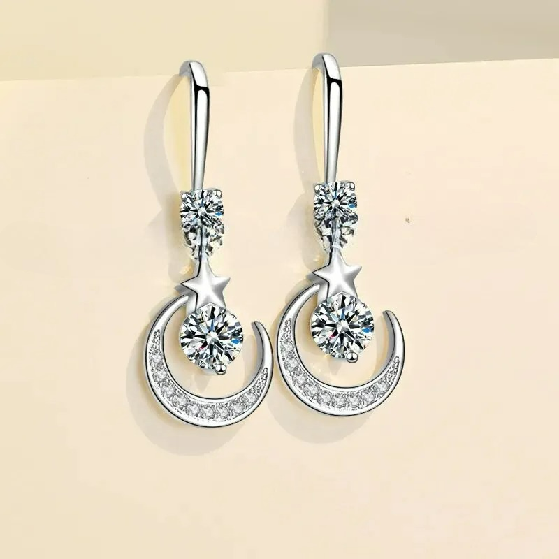 Star and Moon Dangle Earrings
