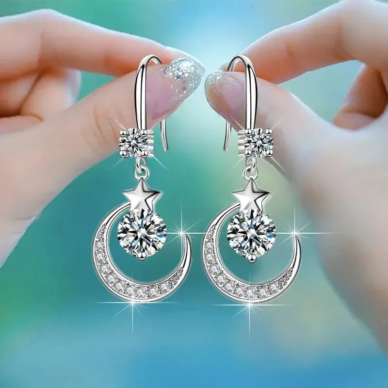 Star and Moon Dangle Earrings