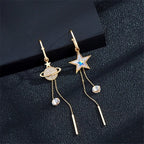 Star and Planet Dangling Earrings